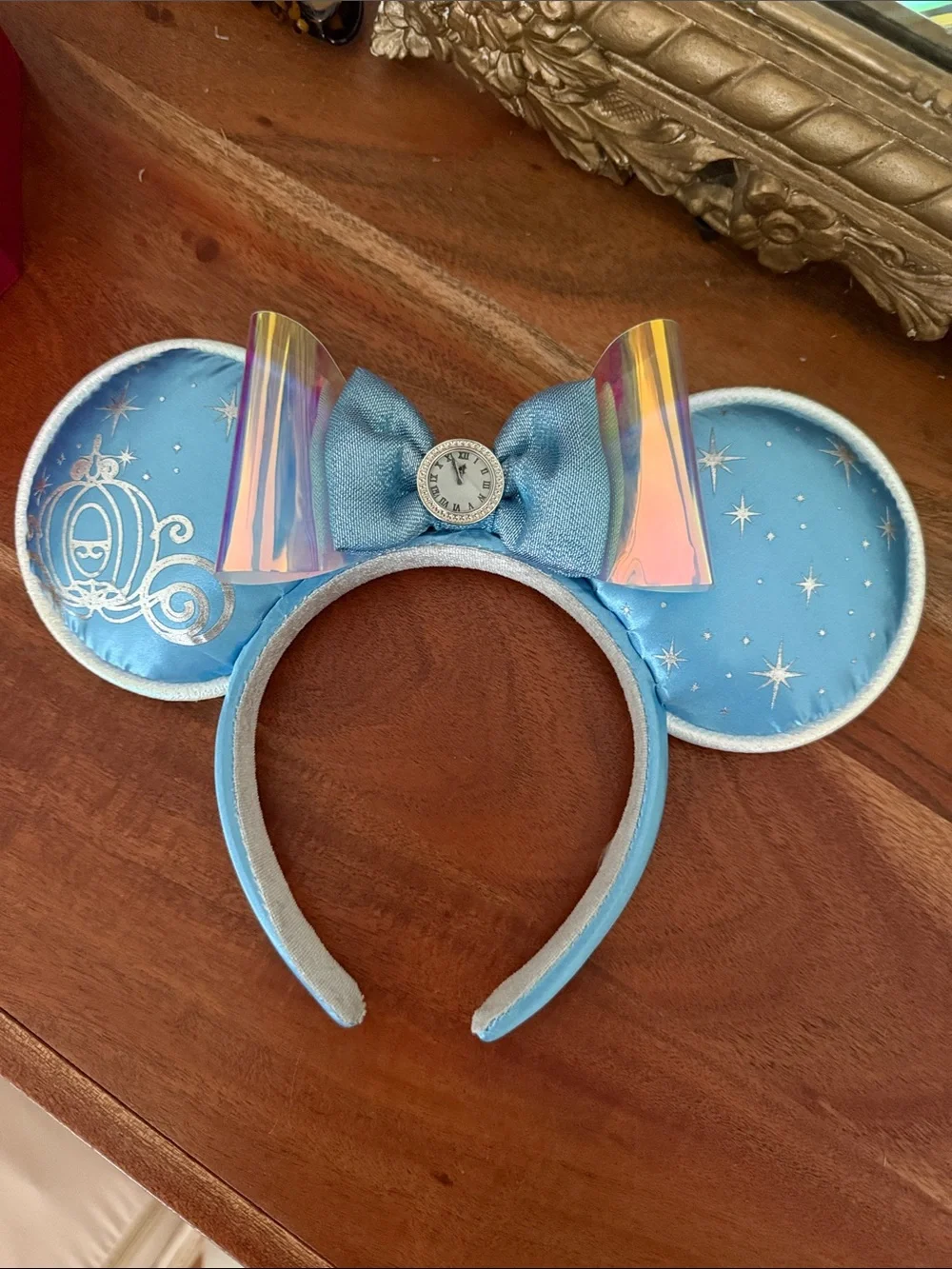 Disney Princess Cinderella Light Blue Iridescent Minnie Ears Headband